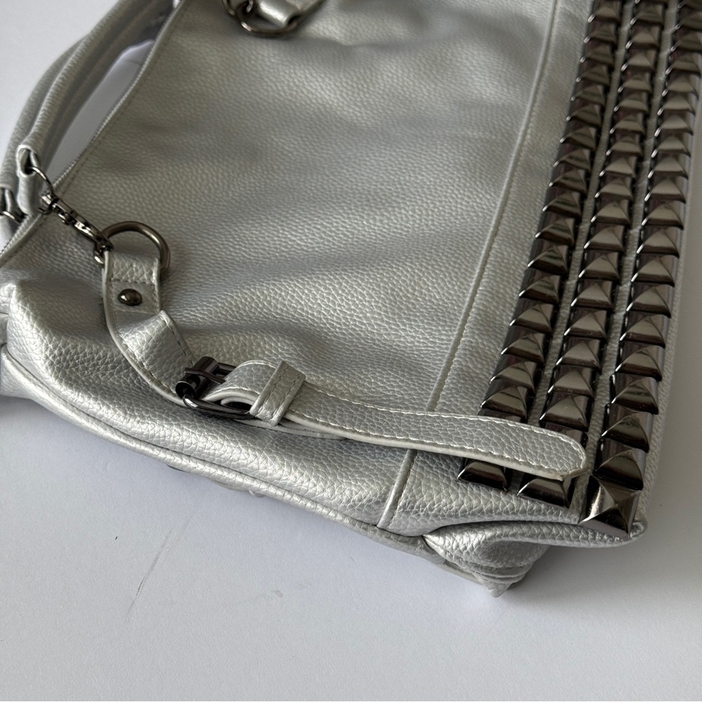 Silver Handbag with Studs Design |Shoulder Bag - Picture 3 of 11